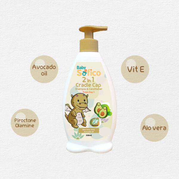 Sofico Baby 2 in 1 Cradle Cap Shampoo & Conditioner 300 ml - Image 2