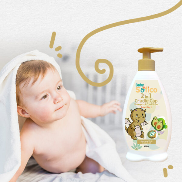 Sofico Baby 2 in 1 Cradle Cap Shampoo & Conditioner 300 ml - Image 4